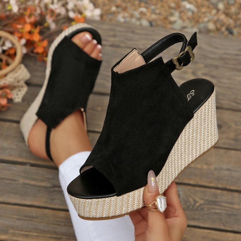 Espadrille Wedge Shoes - صنادل نسائية صيفية بكعب ويدج ونعل