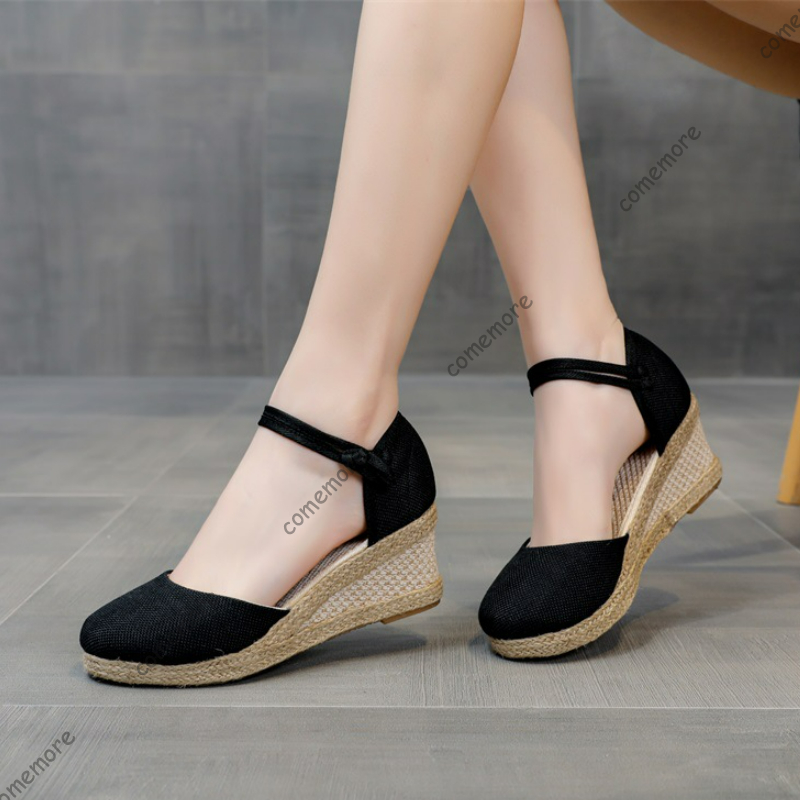Espadrille Wedge Shoes - Comemore الصنادل أحذية عالية الكعب الصيف