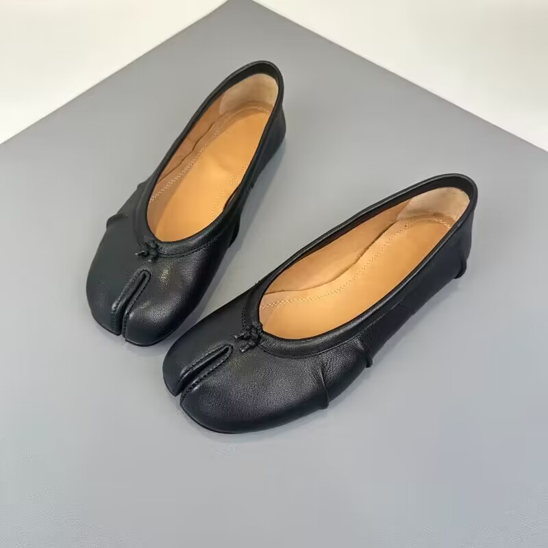 Ballet Flat Women - أحذية نسائية جديدة مسطحة بمقدمة مقسمة،
