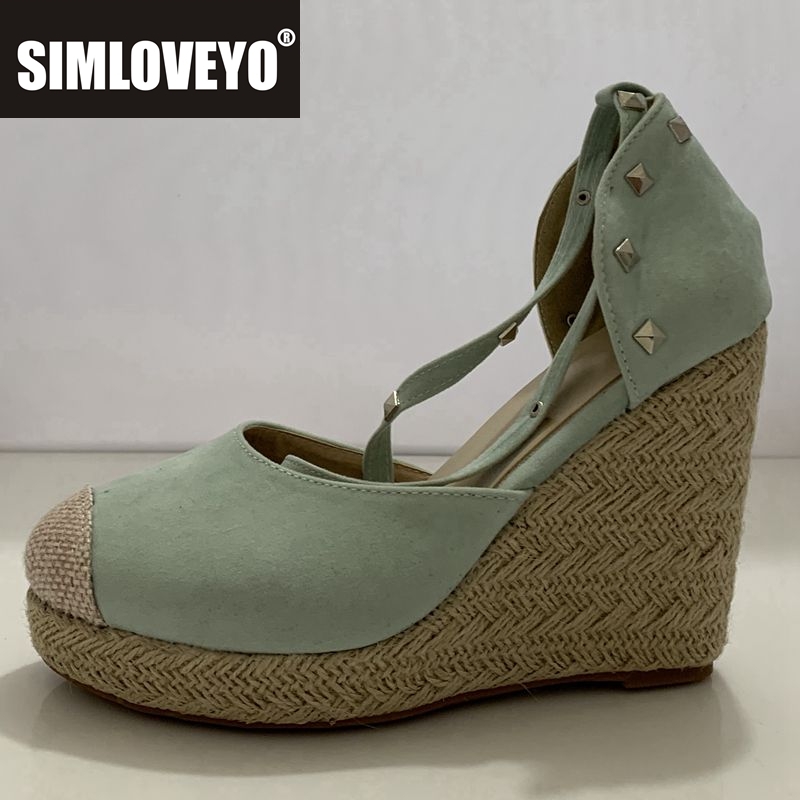 Espadrille Wedge Shoes - SIMLOVEYO espadrilles النساء صندل خشبي عالية