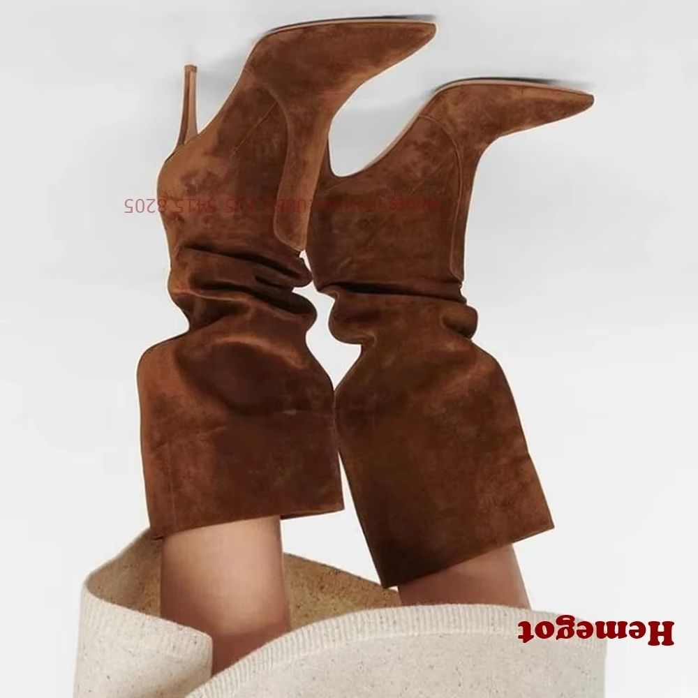 Women'S Shoes Vegan - البني مدبب تو الانزلاق على الأحذية