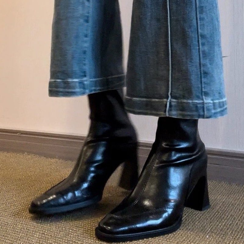 Women'S Shoes Chelsea - عالية الكعب المرأة حذاء من الجلد