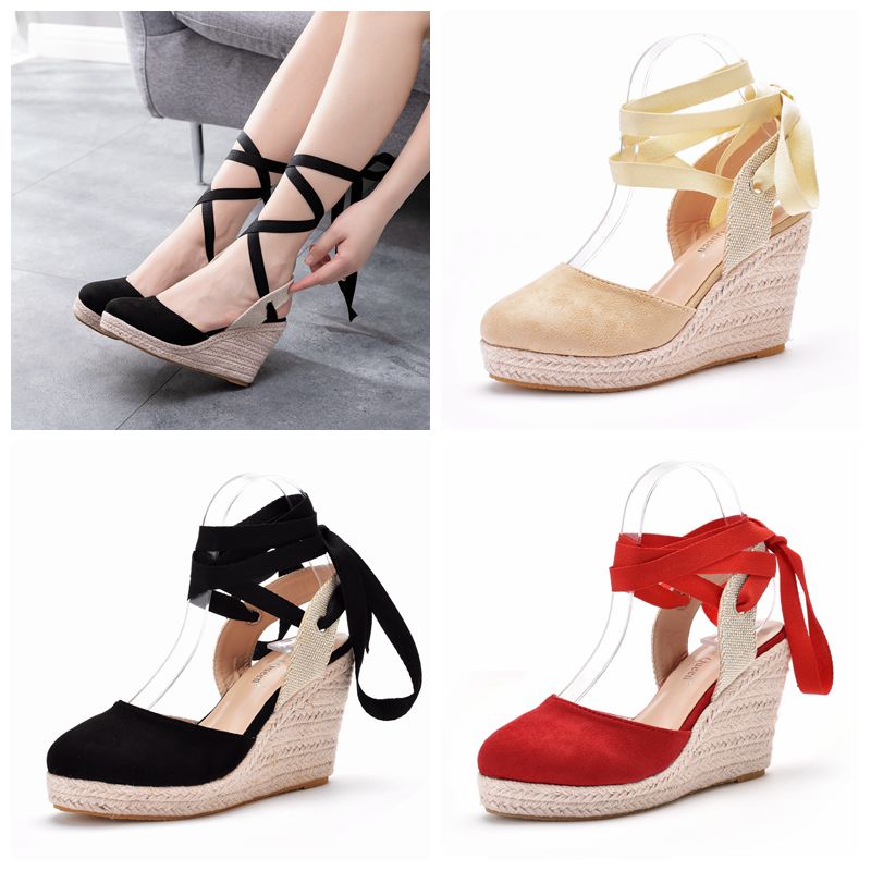 Espadrille Wedge Shoes - صنادل نسائية إسبادريل بكعب ويدج مغلقة