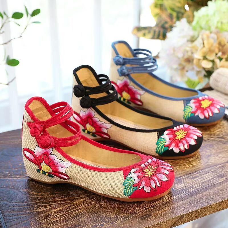 Ballet Flat Women - أحذية نسائية بكعب ويدجز مطرزة من