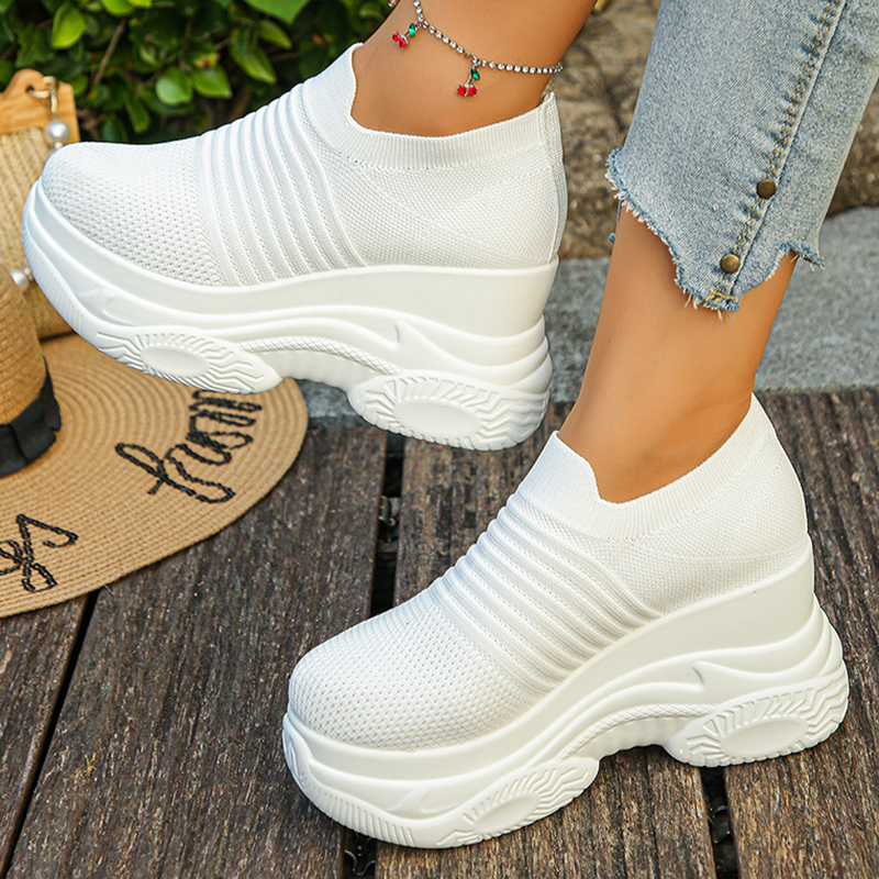 المرأة محبوك الأبيض أحذية رياض - مراجعة Platform Sneakers Chunky وسعره