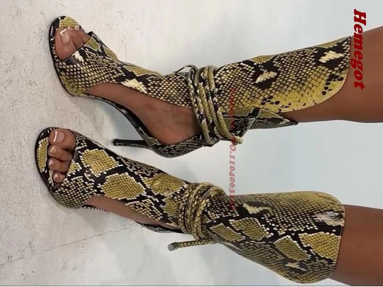 حذاء بوت نسائي بكعب عالٍ رفيع  - مراجعة Women'S Shoes Yellow وسعره