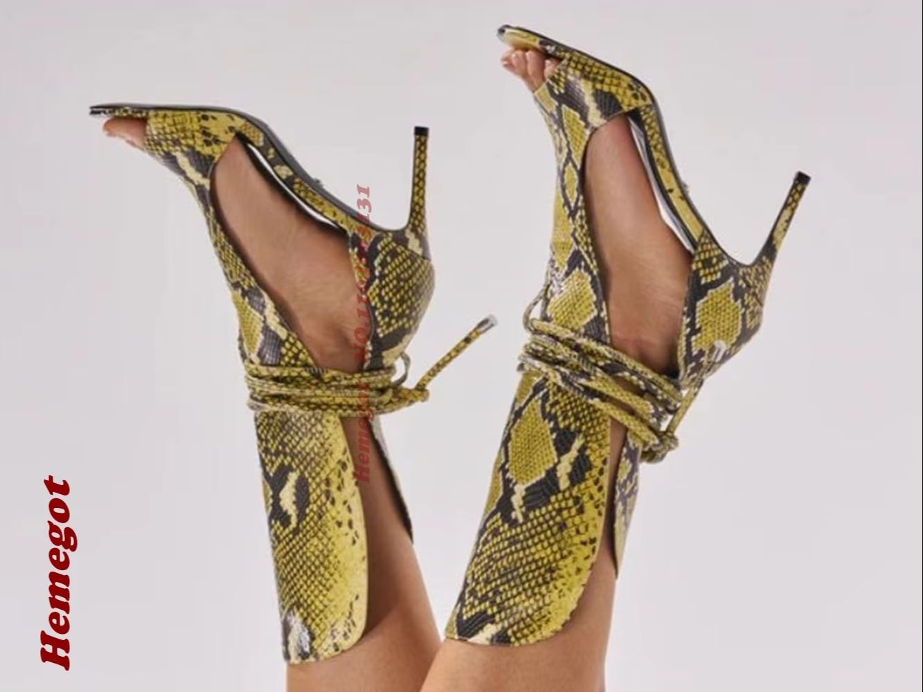 حذاء بوت نسائي بكعب عالٍ رفيع  - مراجعة Women'S Shoes Yellow وسعره