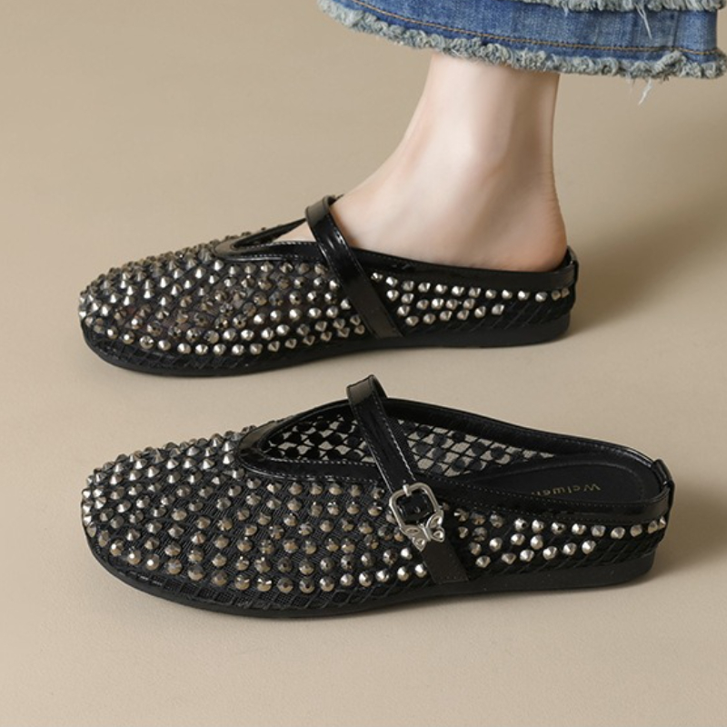شبكة حجر الراين ماركة النعال ا - مراجعة Mule Slip On وسعره