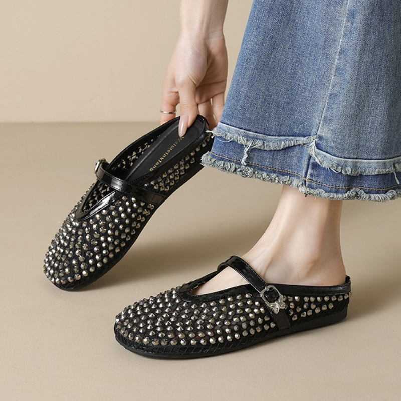 شبكة حجر الراين ماركة النعال ا - مراجعة Mule Slip On وسعره
