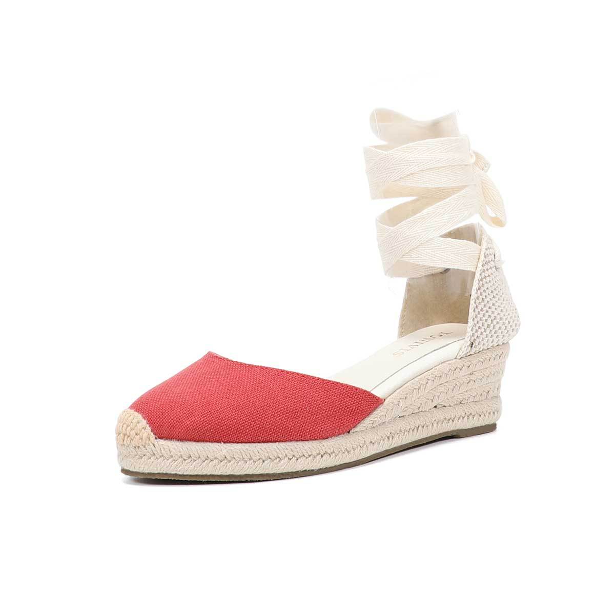 صنادل نسائية بكعب ويدج مع أربط - مراجعة Espadrille Wedge Shoes وسعره
