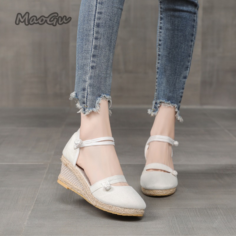 صنادل نسائية من الكتان بكعب إس - مراجعة Espadrille Wedge Shoes وسعره