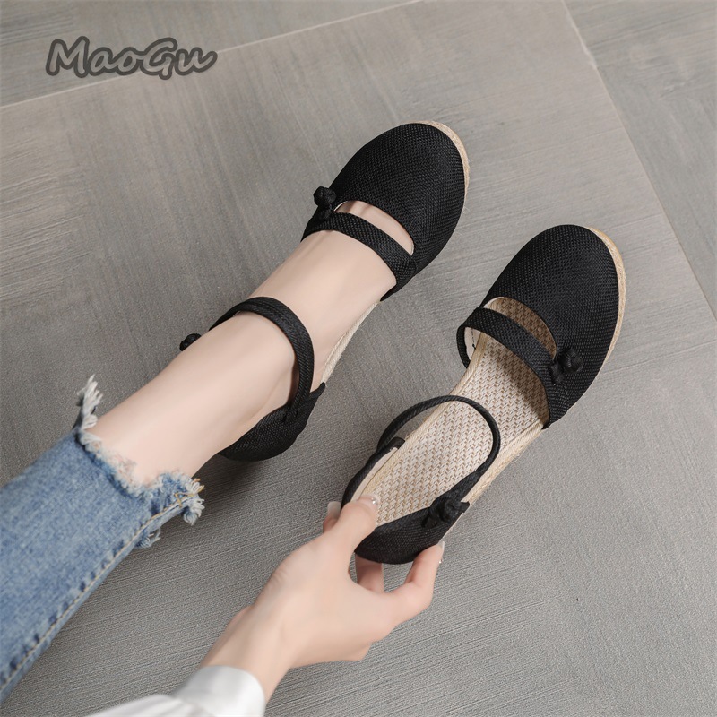 صنادل نسائية من الكتان بكعب إس - مراجعة Espadrille Wedge Shoes وسعره